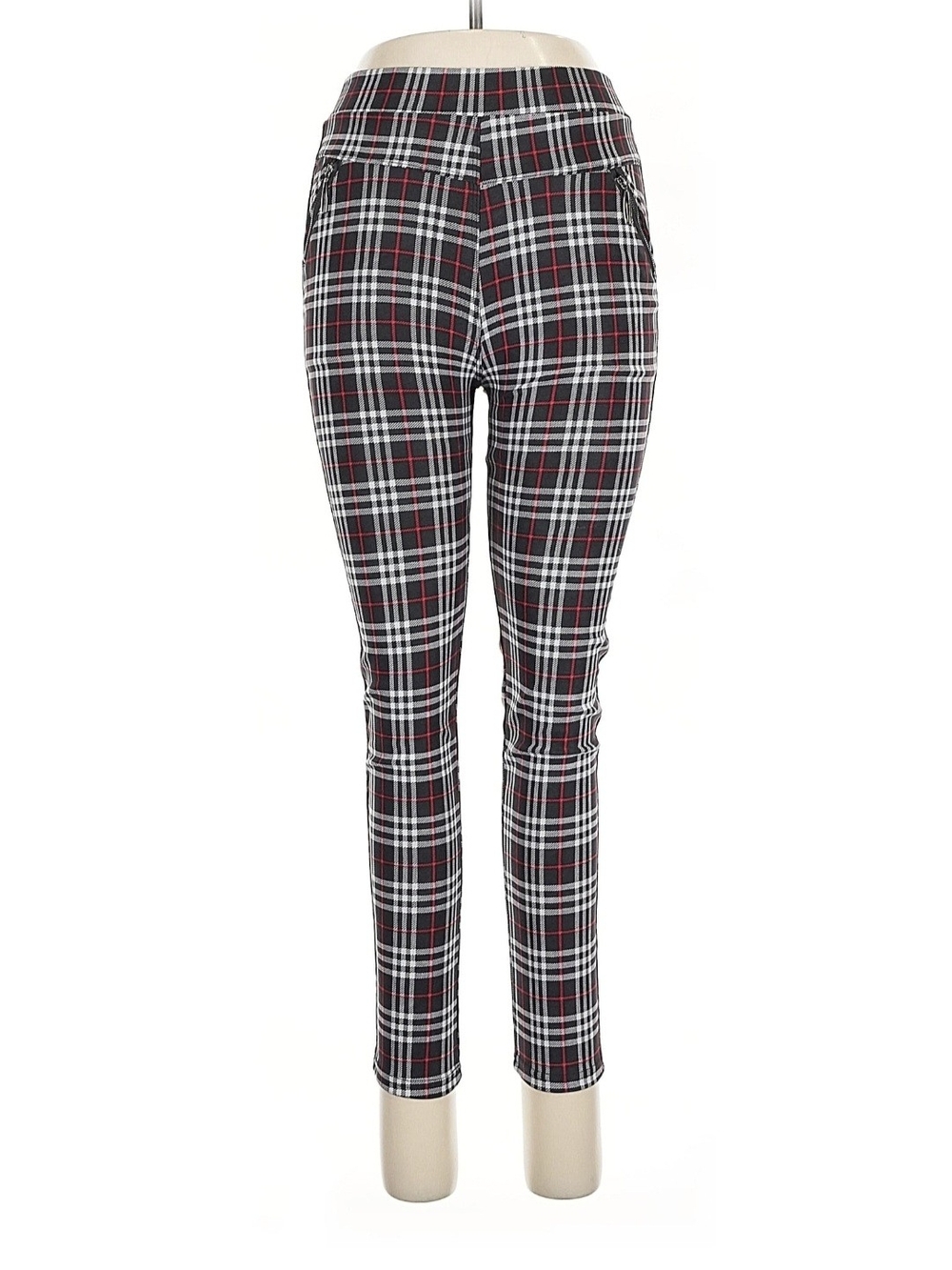 NEW Coco + Carmen Black White and Red Plaid Ankle Pants Large